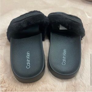 NEW Calvin Klein Furry Slides